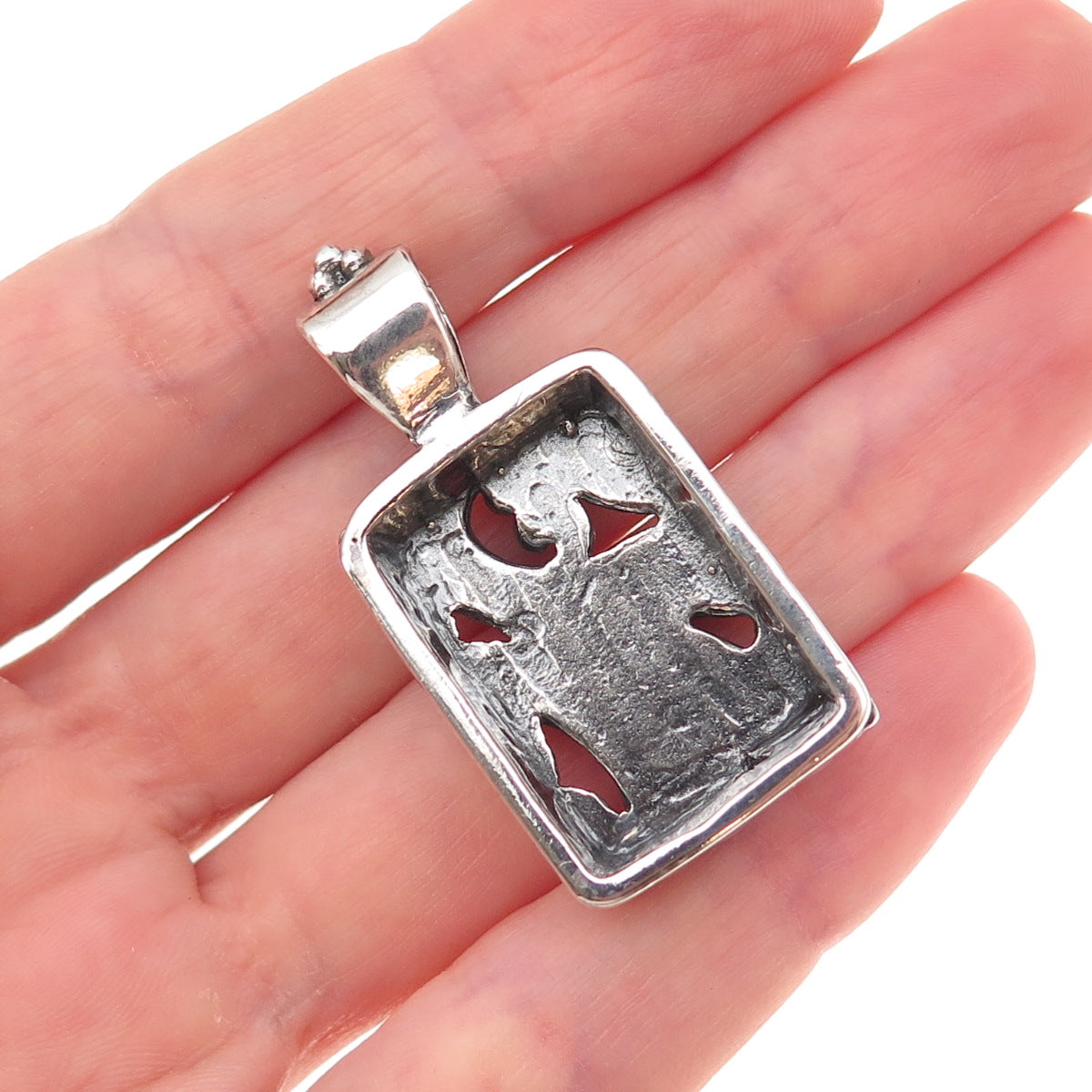 925 Sterling Silver Vintage Mexico Floral Oxidized Pendant