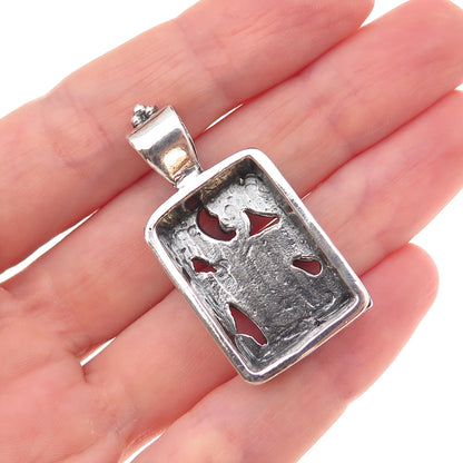 925 Sterling Silver Vintage Mexico Floral Oxidized Pendant