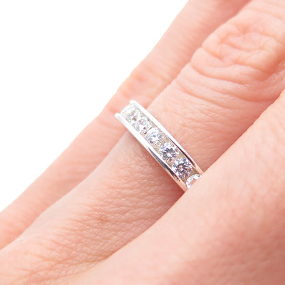 925 Sterling Silver Round-Cut C Z Half Eternity Band Ring Size 5