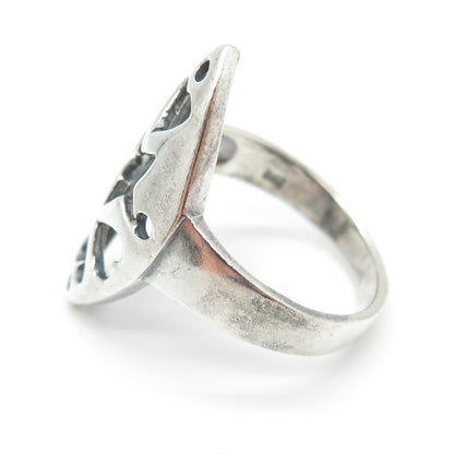 CHAPAL ZENRAY 925 Sterling Silver Vintage Clover Star & Heart Ring Size 9.25