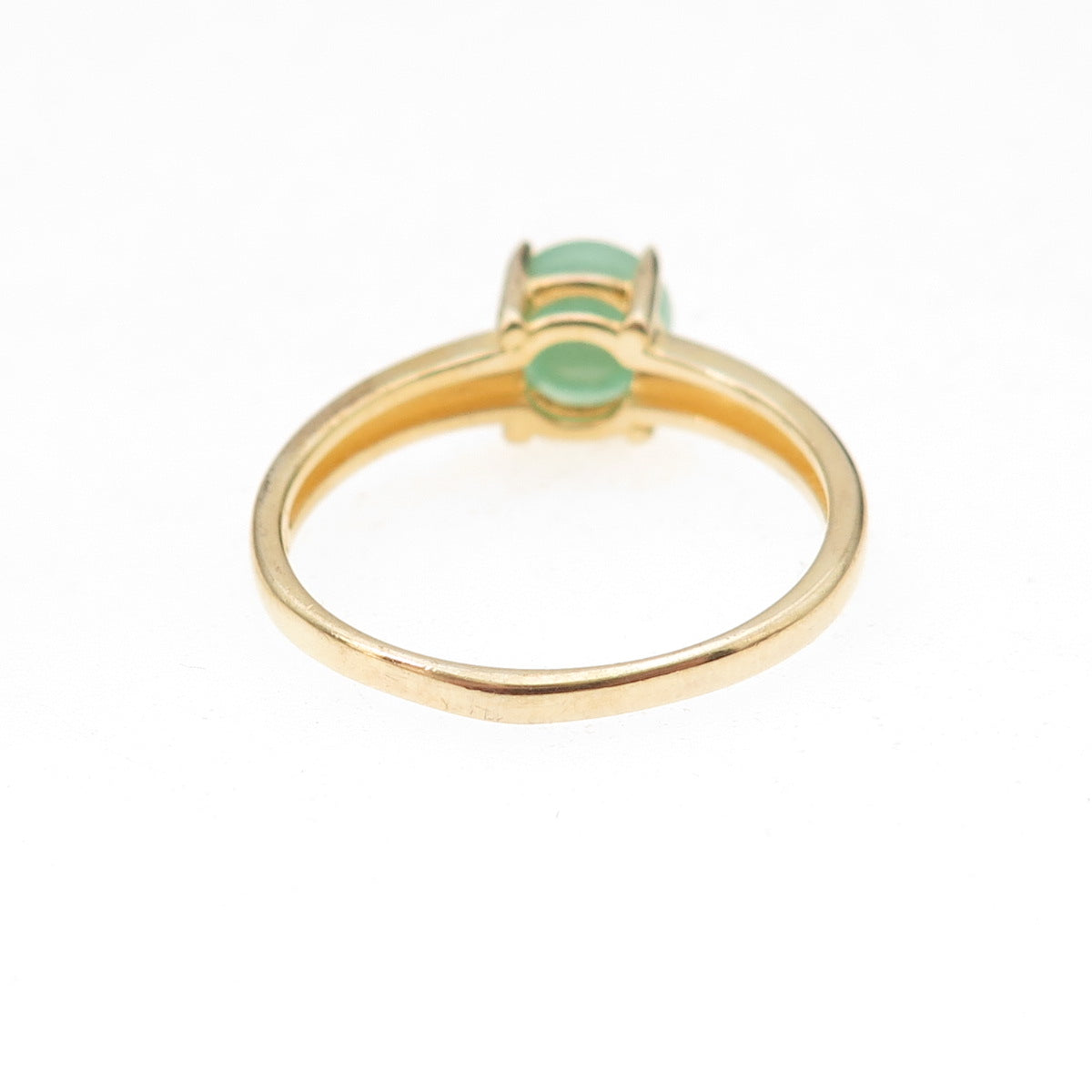 Dee Berkle 925 Sterling Silver Gold Plated Real Round-Cut Jade Ring Size 9