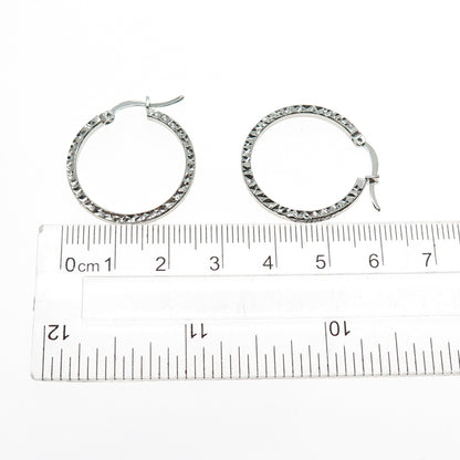 925 Sterling Silver Diamond-Cut Hoop Earrings