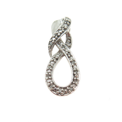 925 Sterling Silver Real Round-Cut Diamond Twisted Knot Pendant