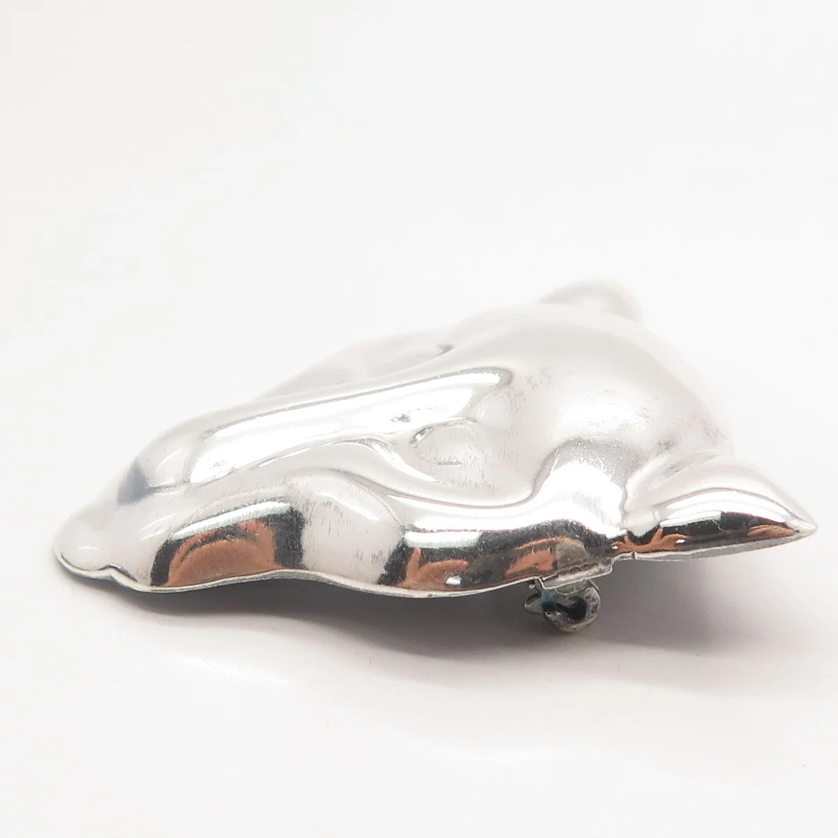 925 Sterling Silver Vintage Mexico Leopard Face Pin Brooch / Pendant