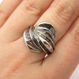 925 Sterling Silver Vintage Ribbed Ring Size 7.75