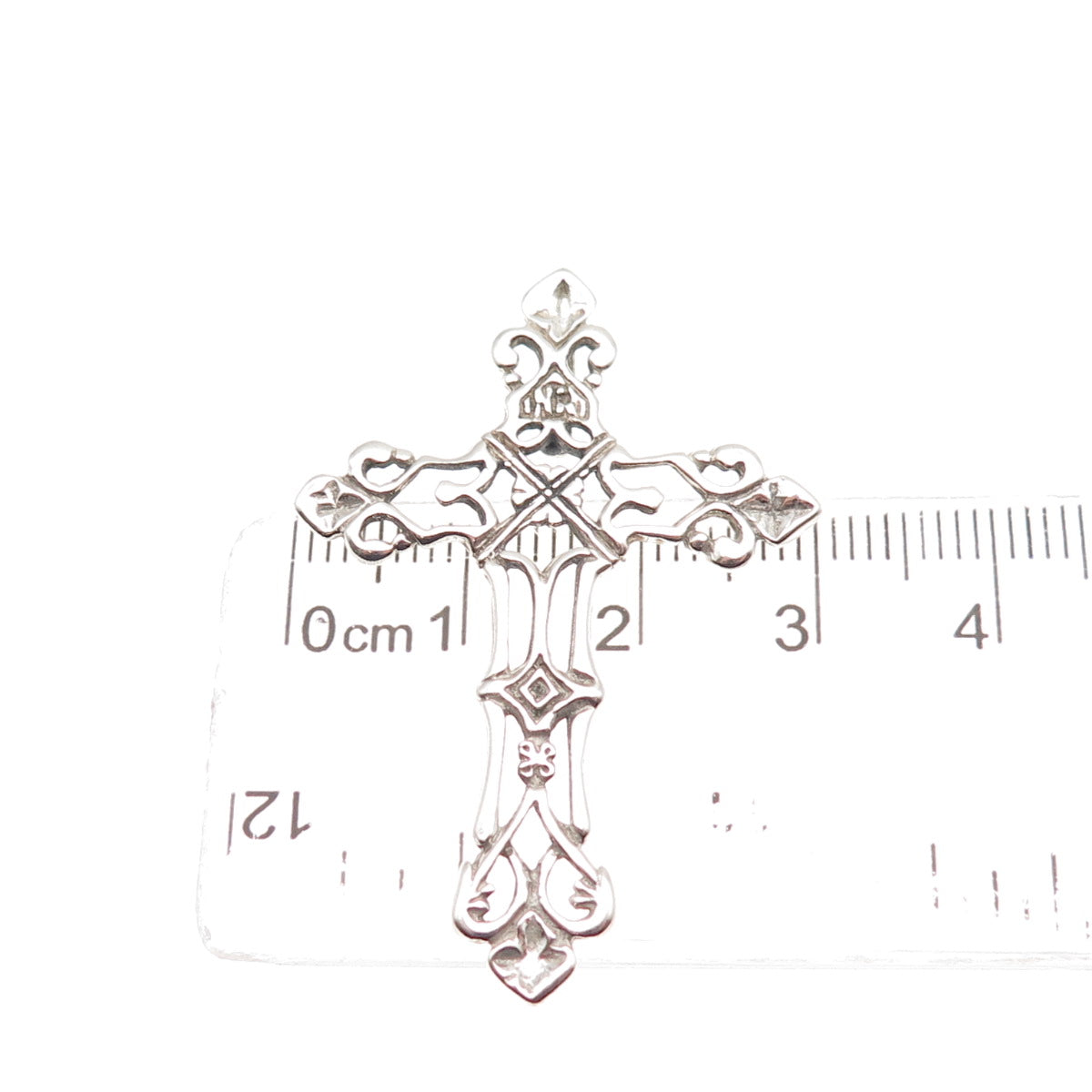 925 Sterling Silver Vintage Fleur de Lis Cross Slide Charm Pendant