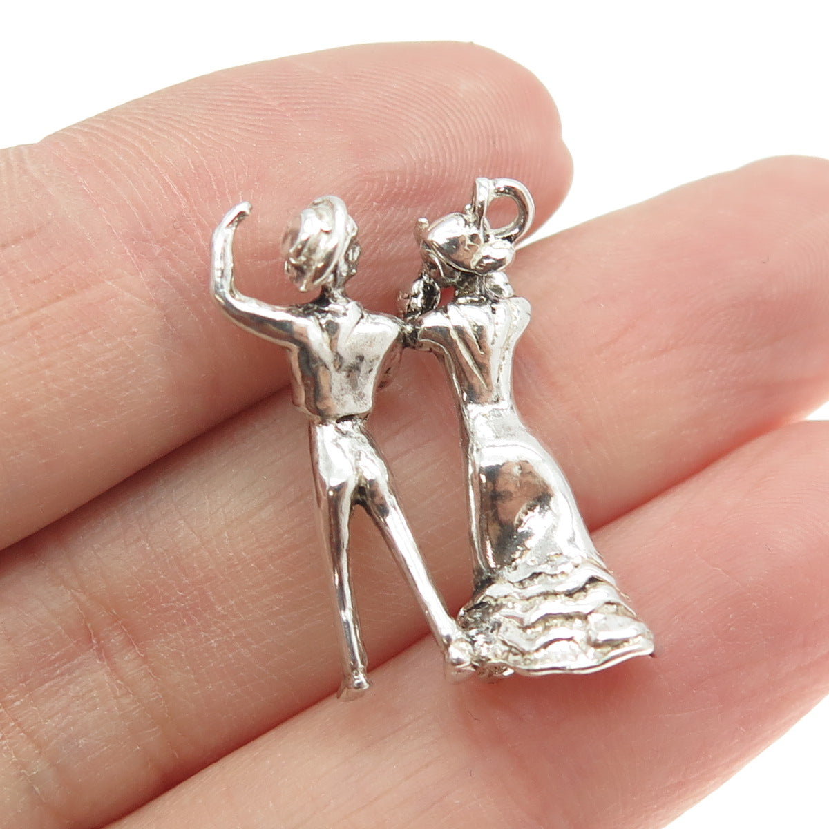 925 Sterling Silver Vintage Flamenco Dancers Pendant