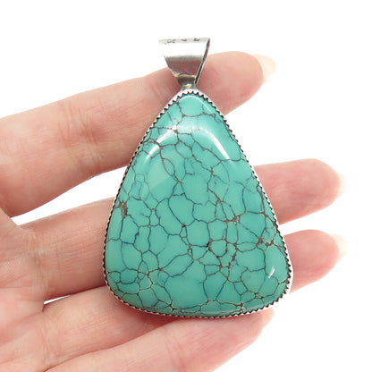 A. HENRY Navajo Old Pawn Sterling Tiger Eye Turquoise Double Sided Pendant
