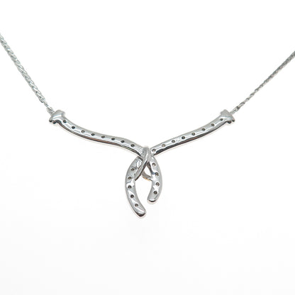 925 Sterling Silver 2-Tone Real Round-Cut Diamond Serpentine Chain Necklace 18"