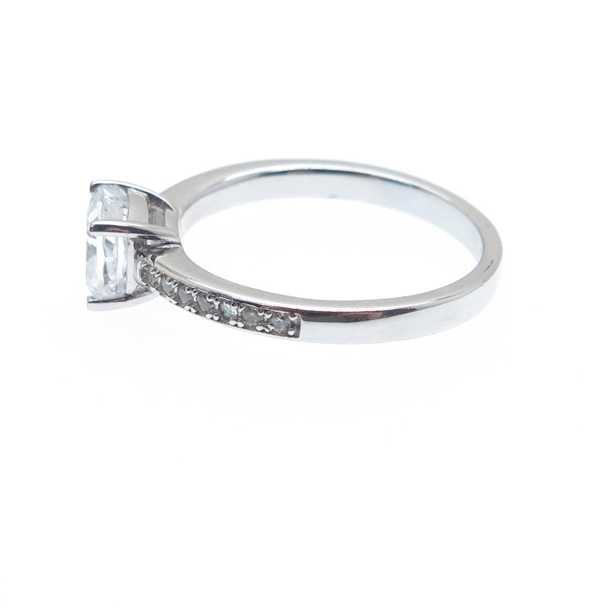 DSMK 925 Sterling Silver Cushion & Round-Cut C Z Engagement Ring Size 6.25