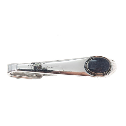 SPEIDEL 925 Sterling Silver Vintage Real Blue Goldstone Tie Clip