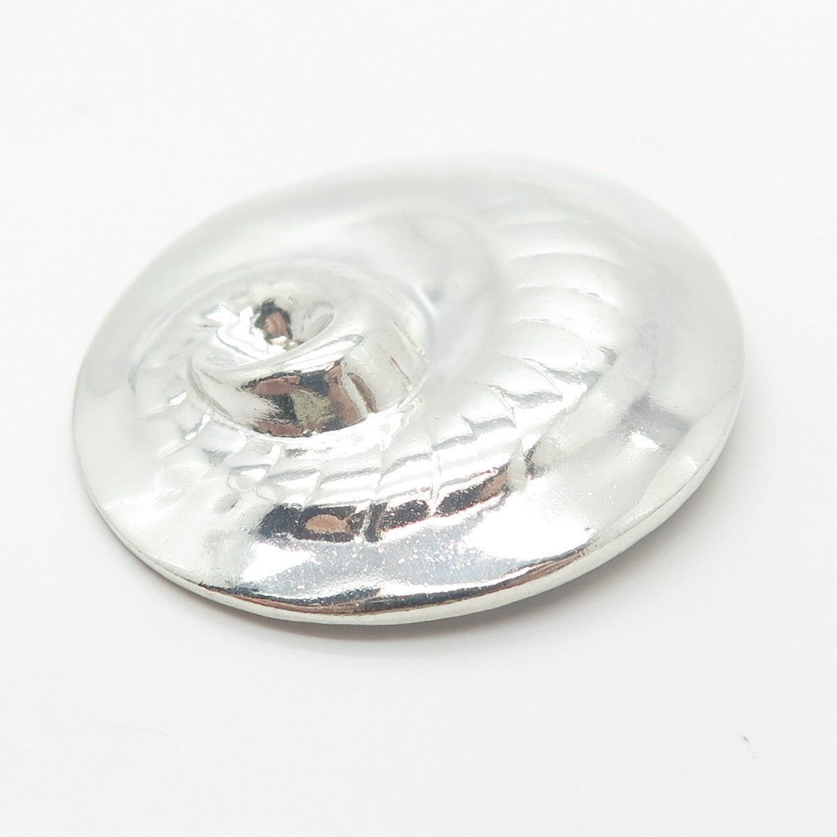 925 Sterling Silver Vintage Spiral Shell Pin Brooch