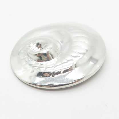 925 Sterling Silver Vintage Spiral Shell Pin Brooch