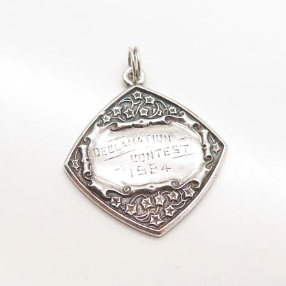 925 Sterling Silver Vintage Wendell & Co. "Declamation Contest 1924" Pendant