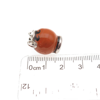 925 Sterling Silver Vintage Italy Enamel Vase 3D Mini Charm Pendant