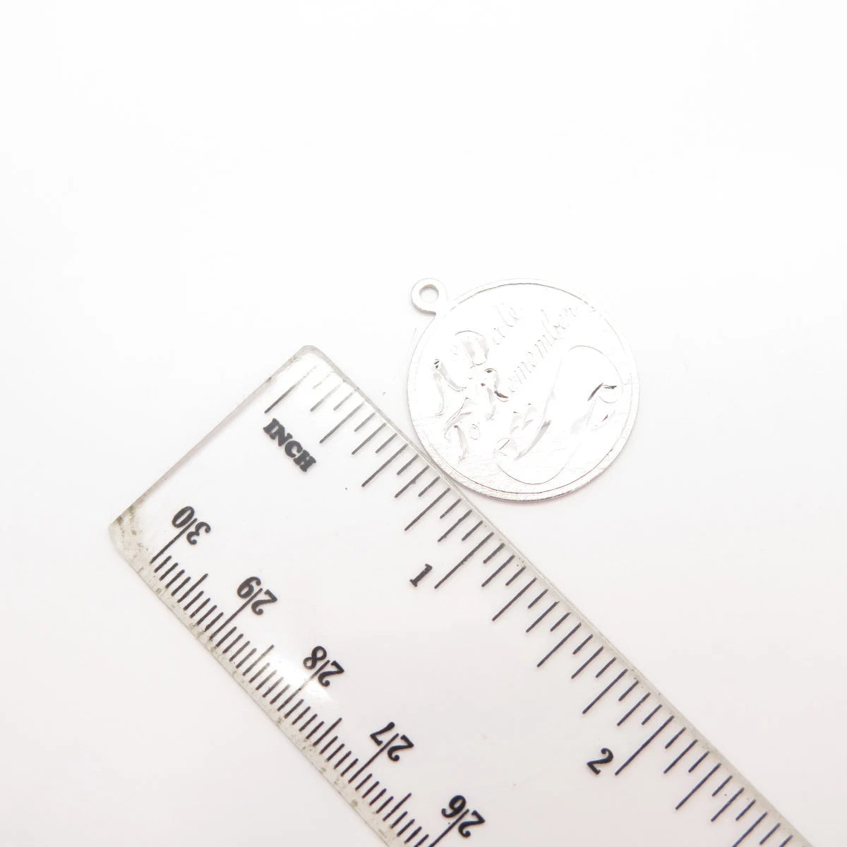 925 Sterling Silver Vintage "A Date To Remember" Etched Pendant