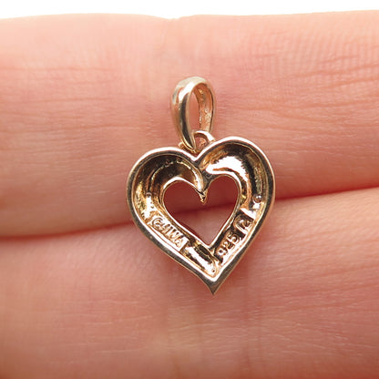 ROSS SIMONS Sterling Silver Gold Plated Real Diamond Accent Heart Mini Pendant