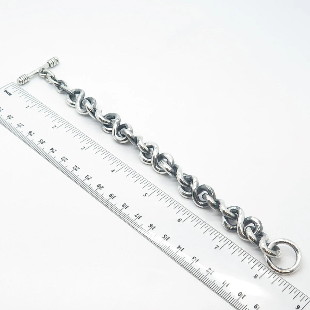 925 Sterling Silver Vintage Infinity Link Bracelet 7"