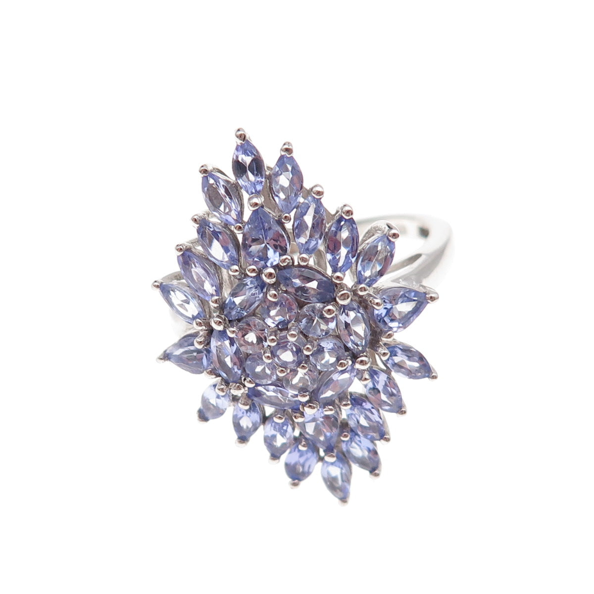Chuck Clemency 925 Sterling Silver Real Multi-Cut Tanzanite Ring Size 8