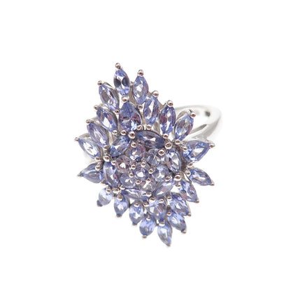 Chuck Clemency 925 Sterling Silver Real Multi-Cut Tanzanite Ring Size 8