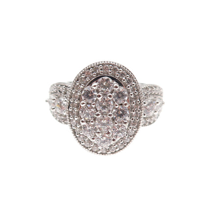 Mena 925 Sterling Silver Round-Cut C Z Sparkle Ring Size 6.25