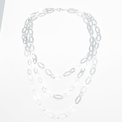 MILOR 925 Sterling Silver Vintage Italy 3-Row Oval Chain Necklace 20"