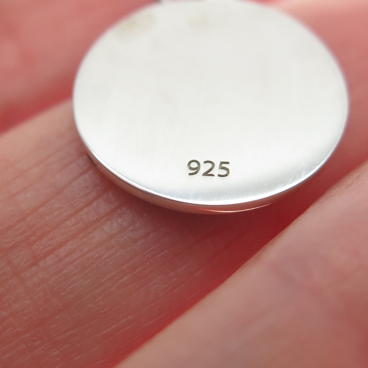 925 Sterling Silver Blue Enamel Male Symbol Round Tag Minimalist Charm Pendant
