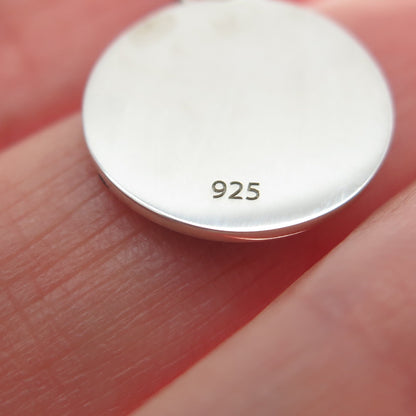 925 Sterling Silver Blue Enamel Male Symbol Round Tag Minimalist Charm Pendant