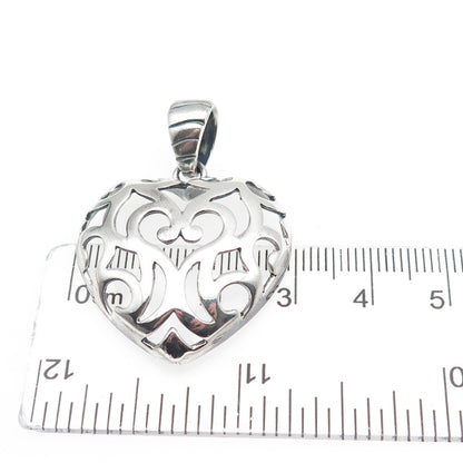 MILOR 925 Sterling Silver Vintage Italy Ornate Heart Oxidized Charm Pendant