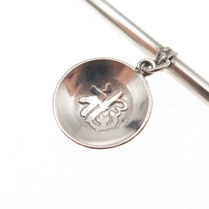 925 Sterling Silver Antique Japan Good Luck Charm Bamboo Iced Tea Straw Spoon