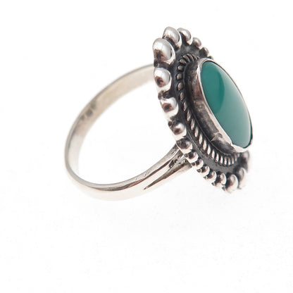 Old Pawn 925 Sterling Silver Vintage Kingman Turquoise Beaded Ring Size 7.5