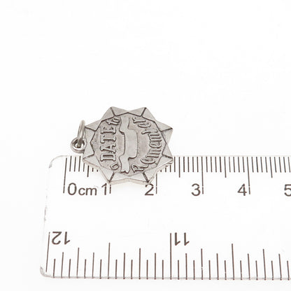 925 Sterling Silver Vintage A Date To Remember Oxidized Charm Pendant