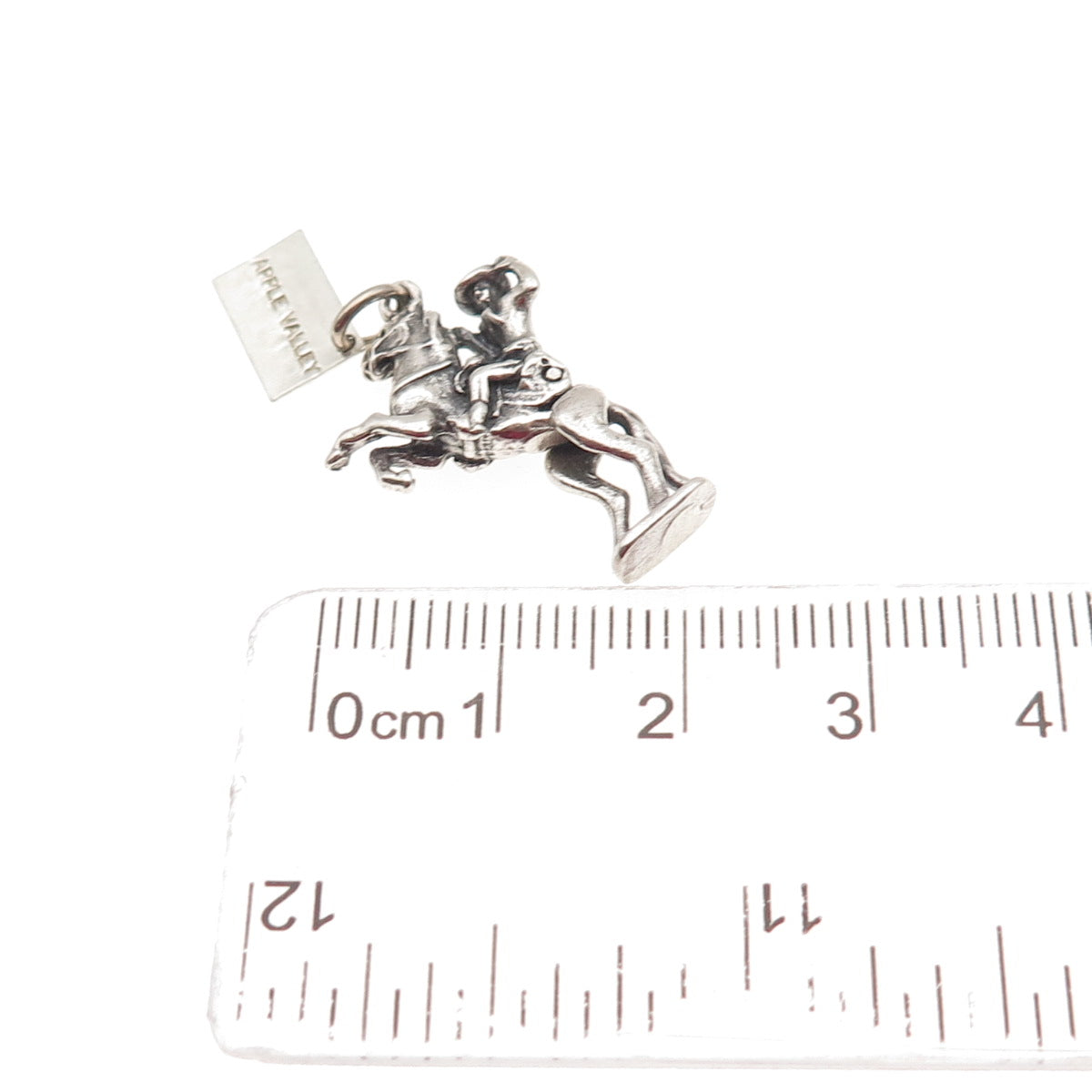 Bell Trading Post Sterling Silver Vintage Cowboy Apple Valley 3D Mini Pendant