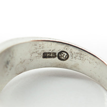 925 Sterling Silver Vintage Ribbed Ring Size 6.25