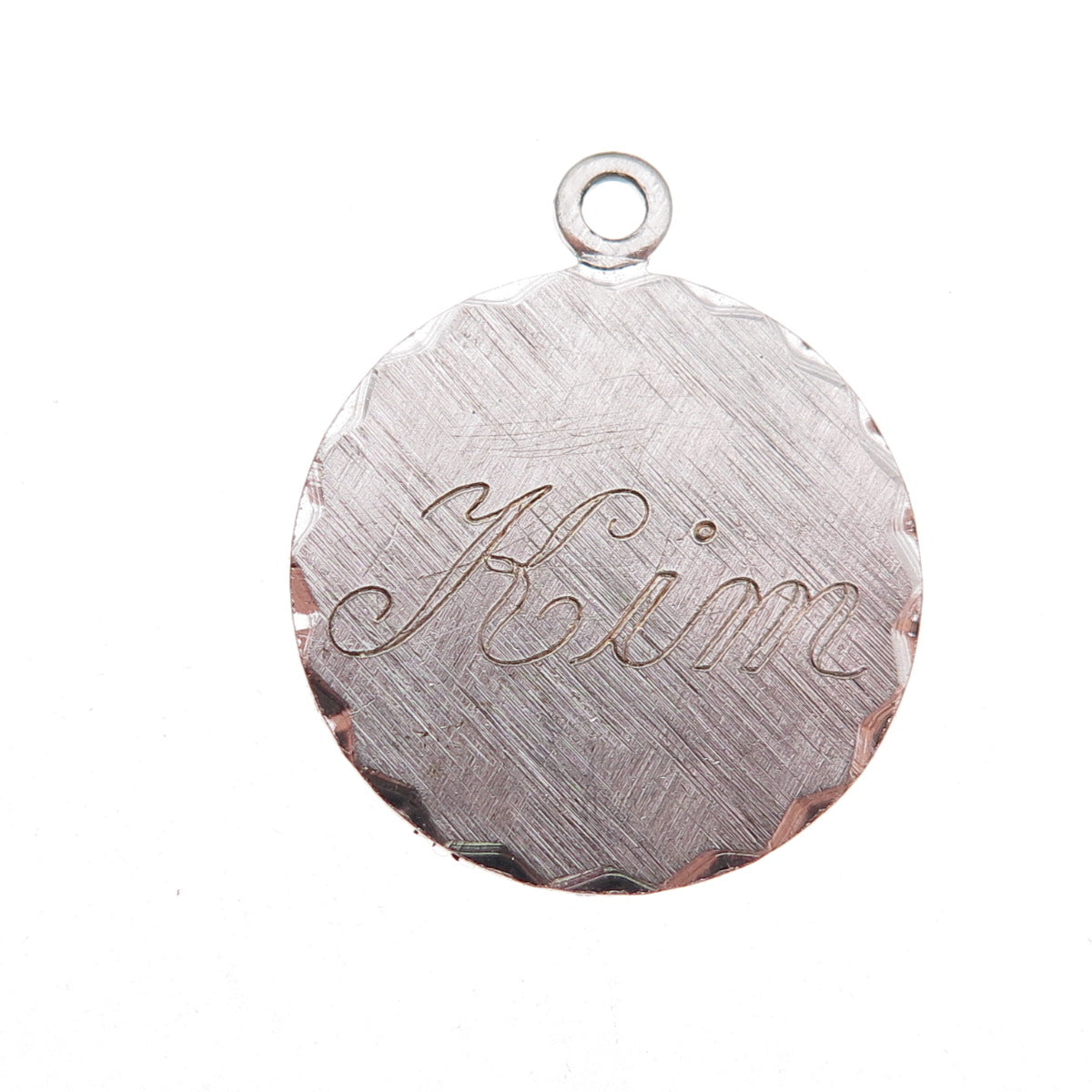 Wells 925 Sterling Silver Vintage Engraved Kim Charm Pendant