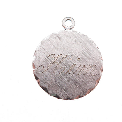 Wells 925 Sterling Silver Vintage Engraved Kim Charm Pendant