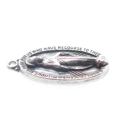 WALTER E. HAYWARD 925 Sterling Silver Vintage St. Mary Religious Charm Pendant