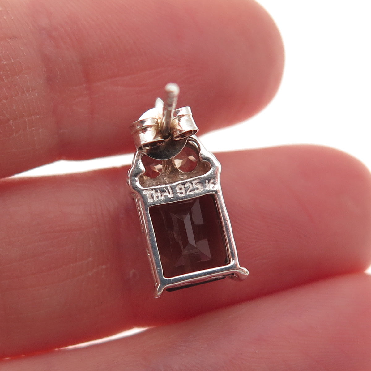 Ken Crafts 925 Sterling Silver Vintage Real Smoky Quartz Earrings