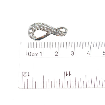 925 Sterling Silver Real Diamond Accent & White Topaz Infinity Slide Pendant