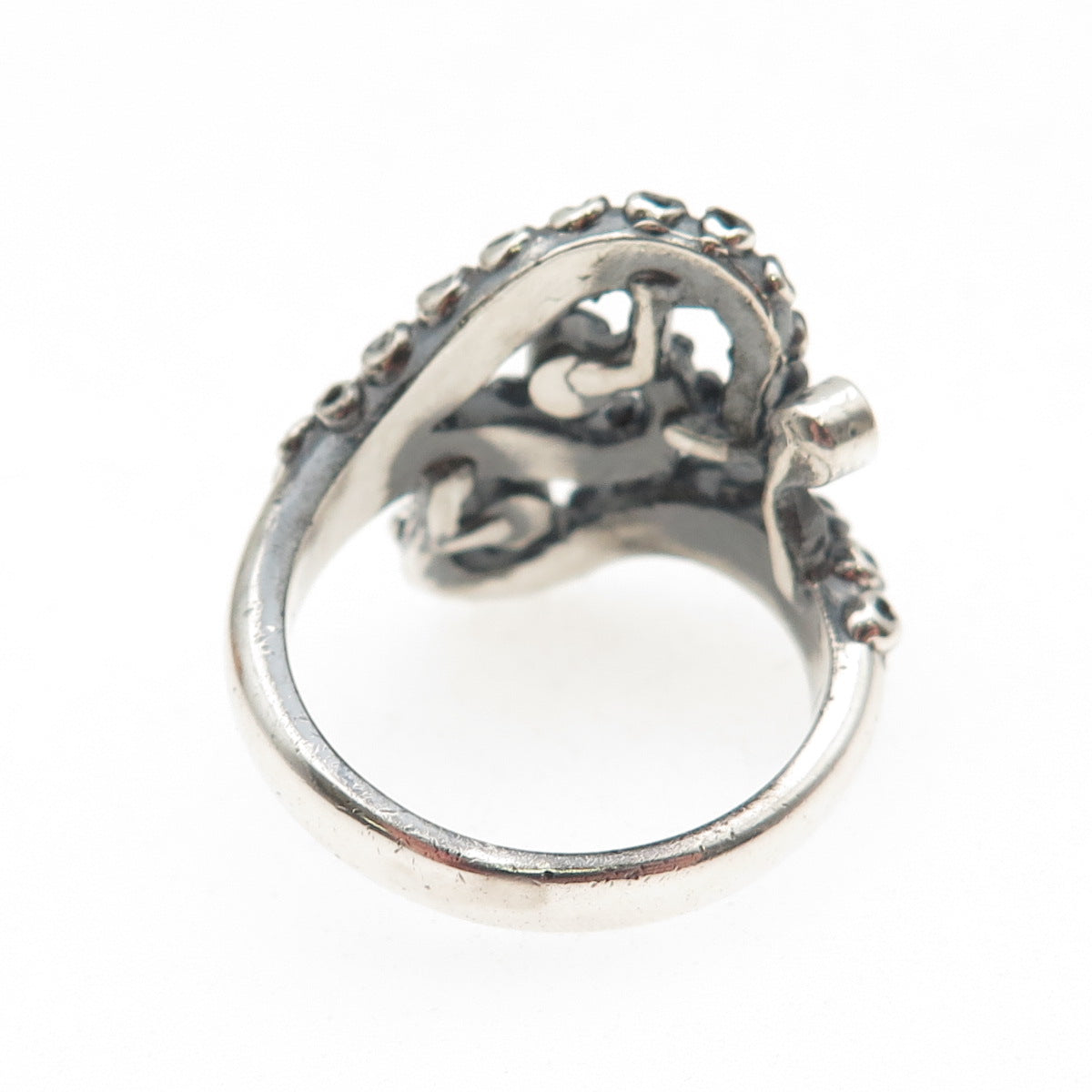 925 Sterling Silver Vintage Real Sapphire Octopus Oxidized Ring Size 8.25