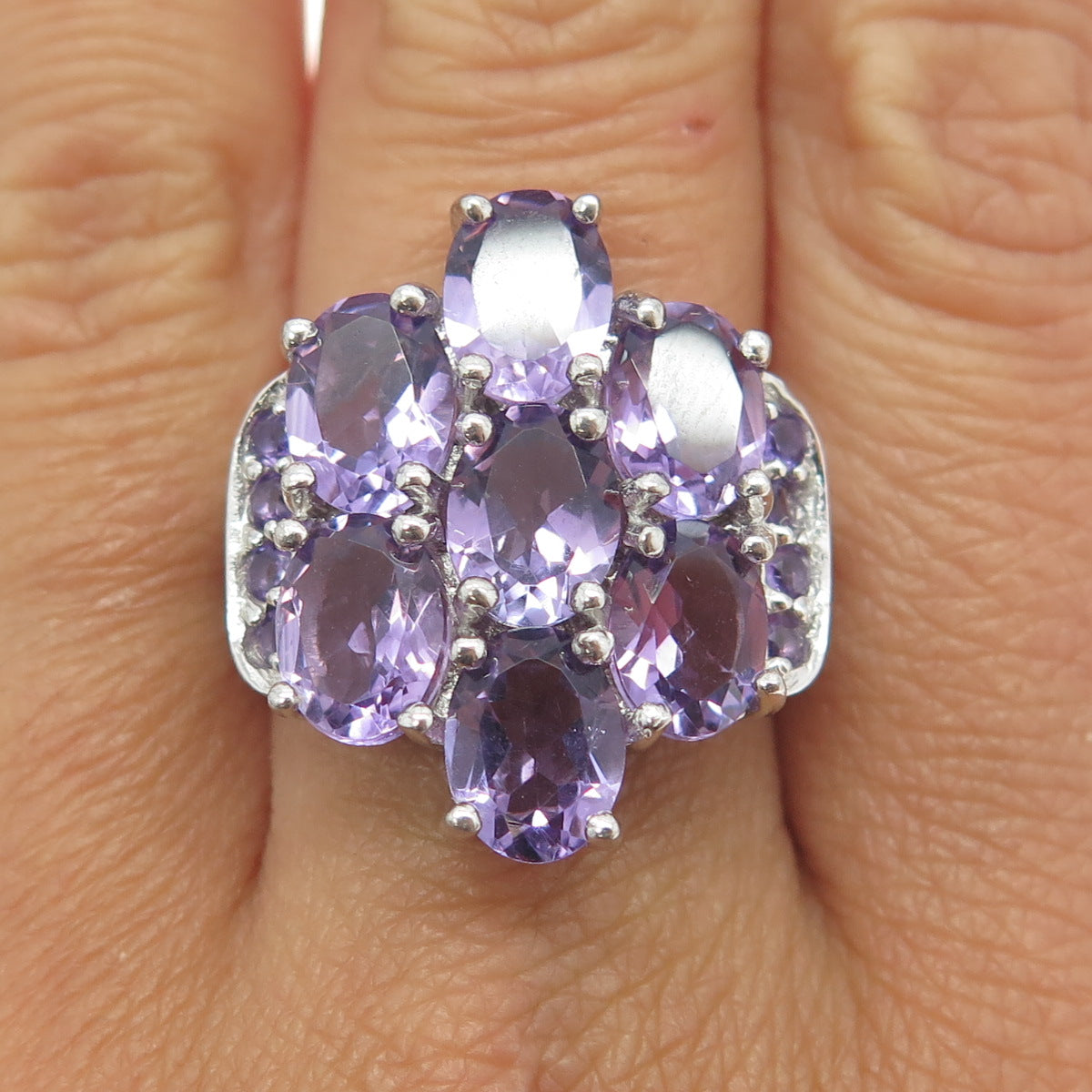 925 Sterling Silver Real Amethyst Gemstone Ring Size 9.25