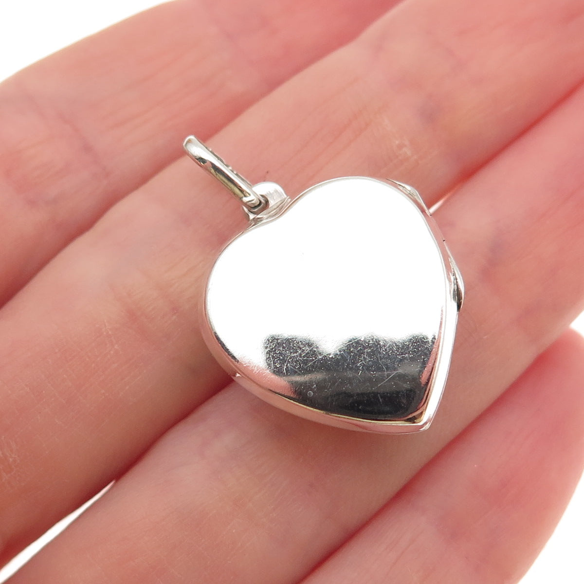 925 Sterling Silver Vintage Real MOP Heart Locket Charm Pendant
