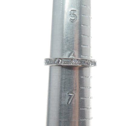 JOY & RACHEL 925 Sterling Silver Round Emerald-Cut C Z Eternity Ring Size 6.25