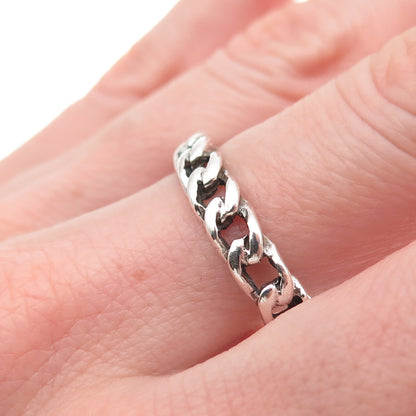 925 Sterling Silver Vintage Curb Link Oxidized Band Ring Size 13.25