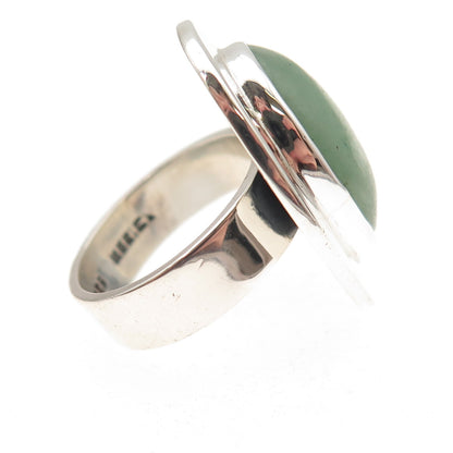925 Sterling Silver Vintage Mexico Real Aventurine Modernist Ring Size 6