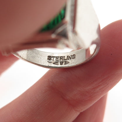 Clark & Coombs 925 Sterling Silver Antique Art Deco Green C Z Ring Size 6