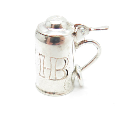 830 Silver Antique Art Deco "HB" Signet Beer Stein Locket Pendant