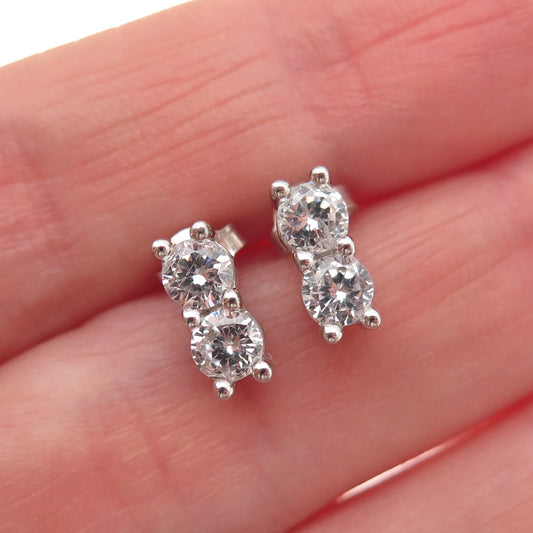 925 Sterling Silver Round-Cut C Z Stud Earrings