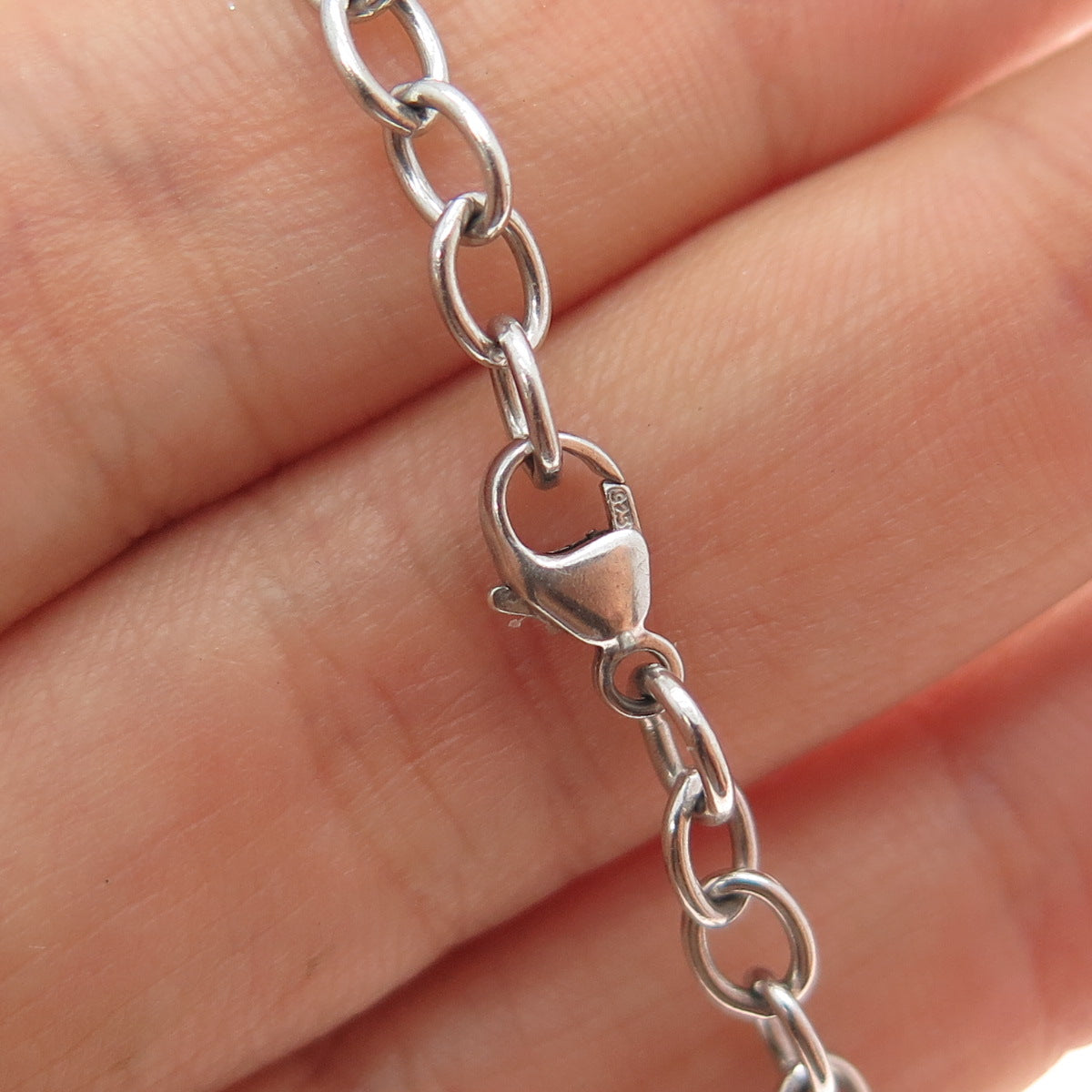 925 Sterling Silver Vintage Butterfly Charm Cable Link Bracelet 7"