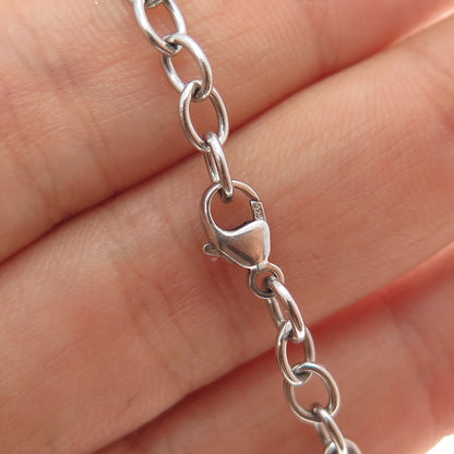 925 Sterling Silver Vintage Butterfly Charm Cable Link Bracelet 7"